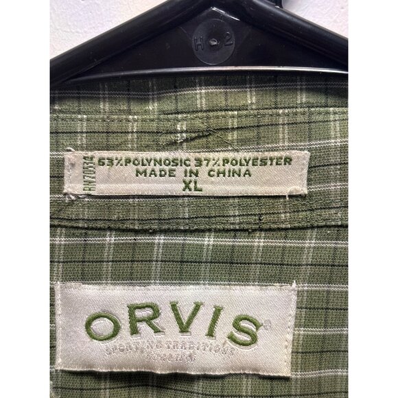 Orvis Mens Green Plaid Button-Down Shirt XL Polynosic/Polyester Made In China - Picture 3 of 9